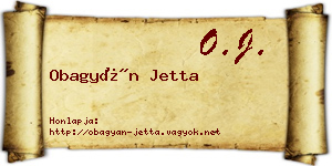 Obagyán Jetta névjegykártya